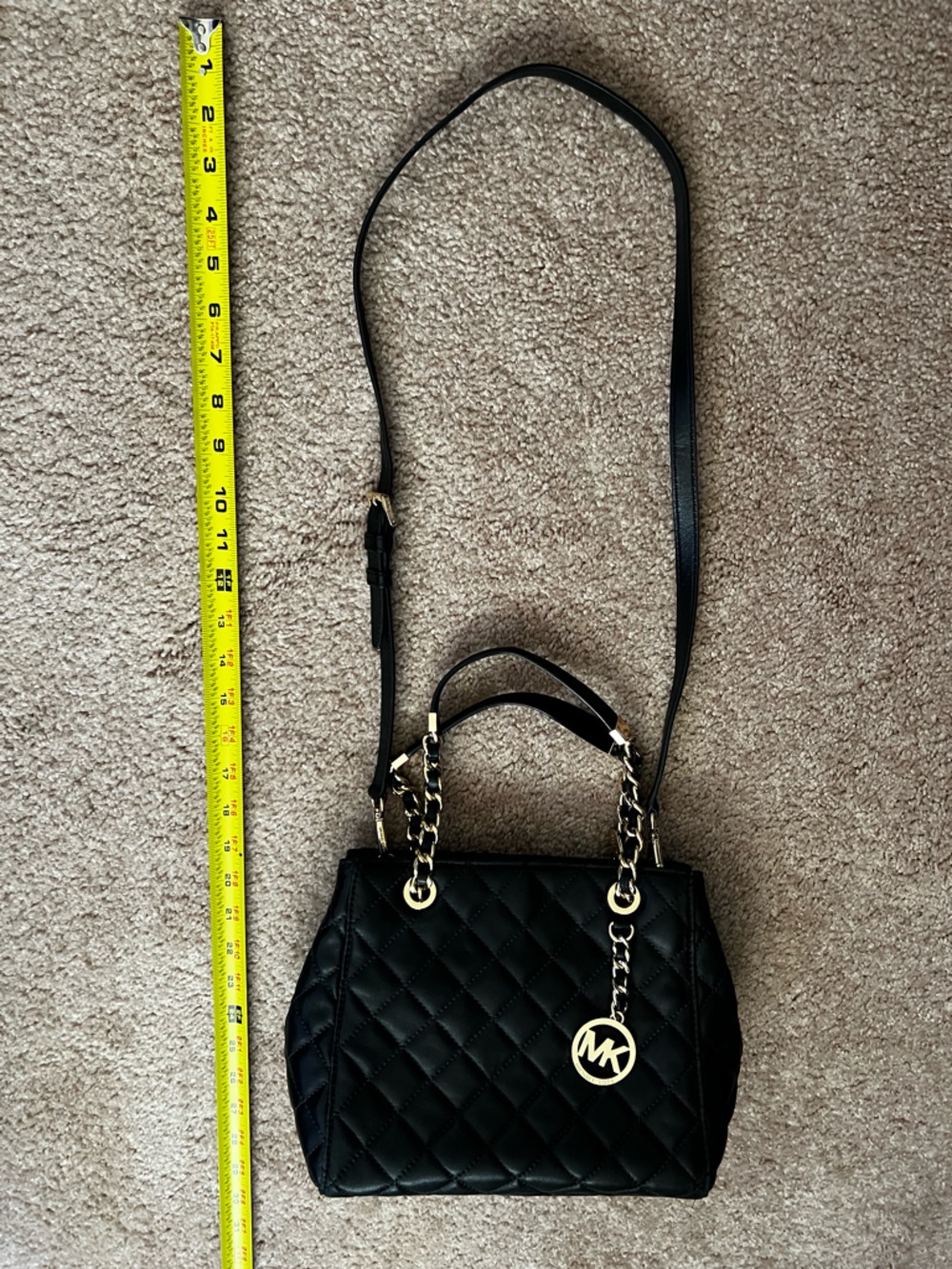 Michael Kors Black Quilted Crossbody with Gold Hardware